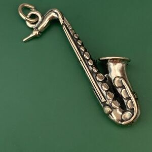 .925 Saxophone Sterling Silver Jewelry Charm #band #music